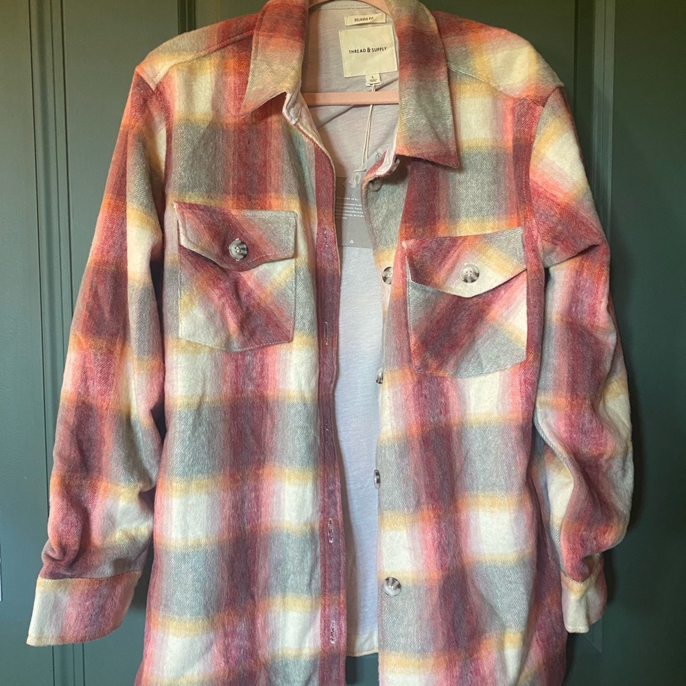 Plaid Button-Up Shirt oversized Shacket